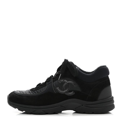 Chanel Nylon Calfskin Suede CC Sneakers 40 Black 1 of 8