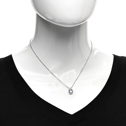 Harry Winston Platinum Diamond Blue Sapphire HW Logo Pendant Necklace 2 of 5