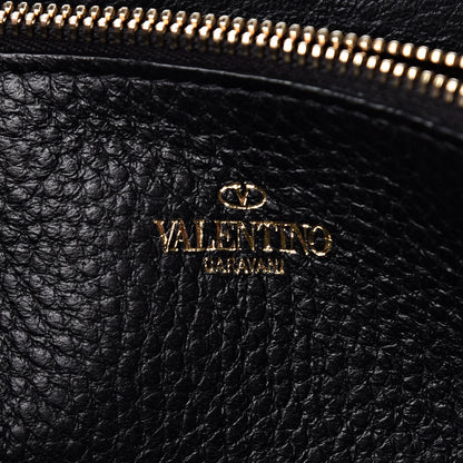 Valentino Garavani Pebbled Calfskin Rockstud Zip Around Wallet Black 6 of 10