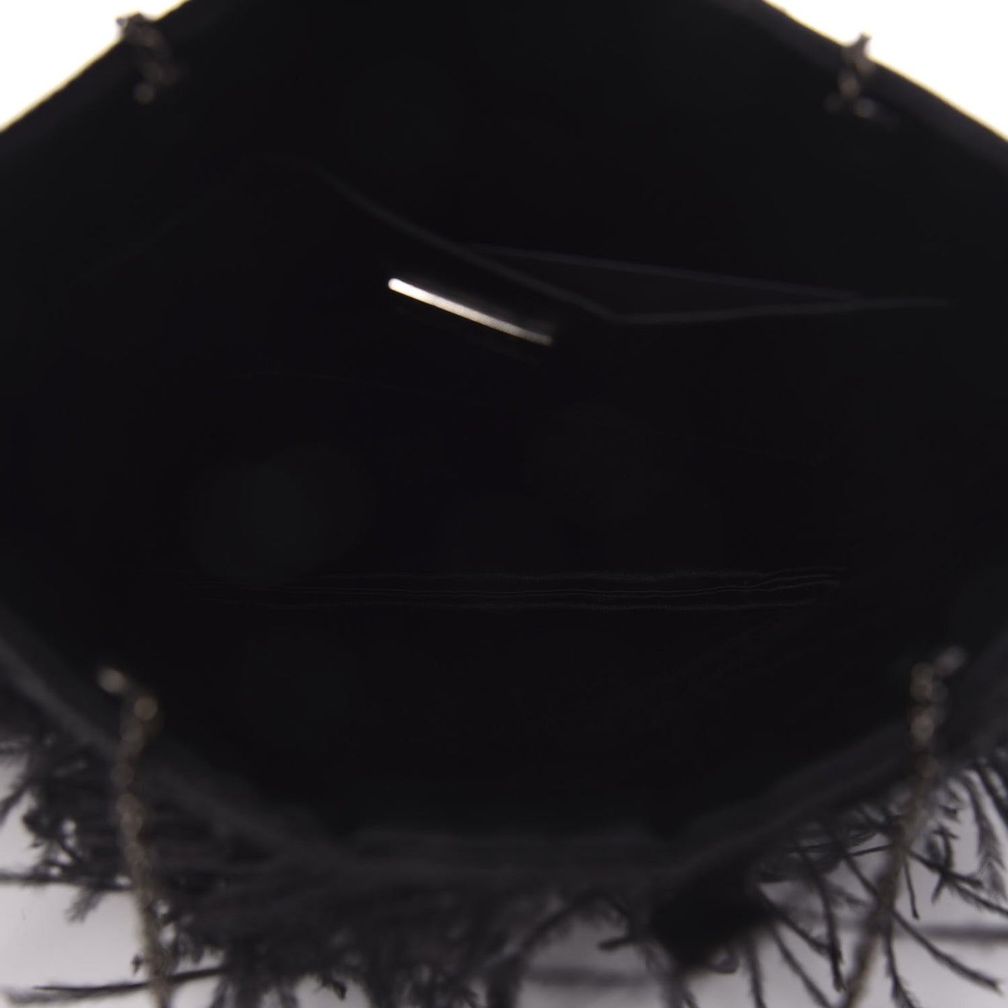 Piume Feather Satin Chain Tote Black