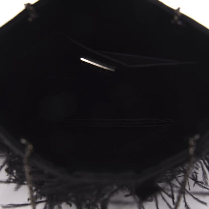 Prada Piume Feather Satin Chain Tote Black 5 of 9