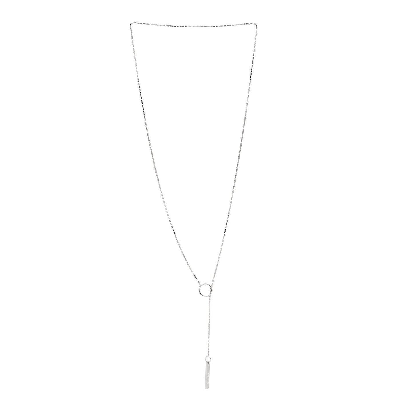 18K White Gold 20mm Lariat Necklace