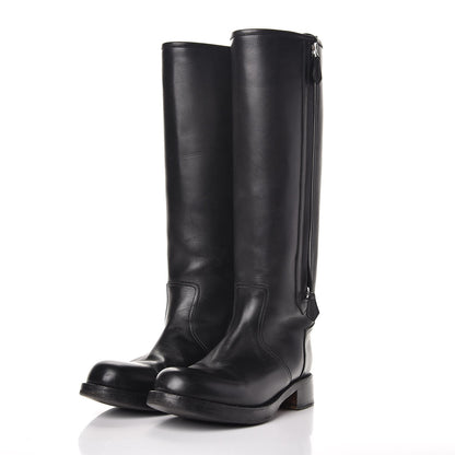 Hermes Box Calfskin Equestrian Land Boots 38 Black 3 of 12