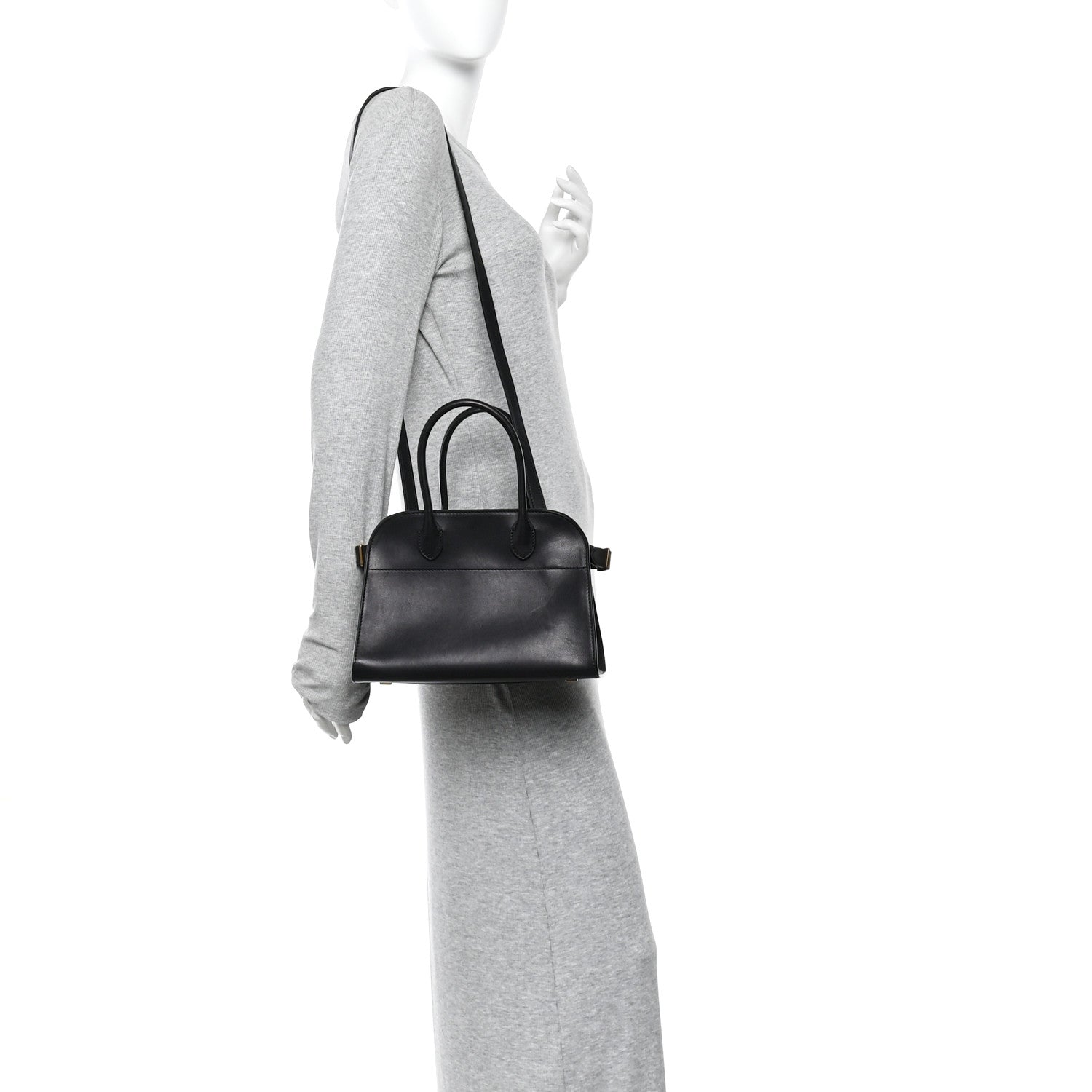 The Row Polished Saddle Calfskin Soft Margaux 10 Bag Black 2 of 9