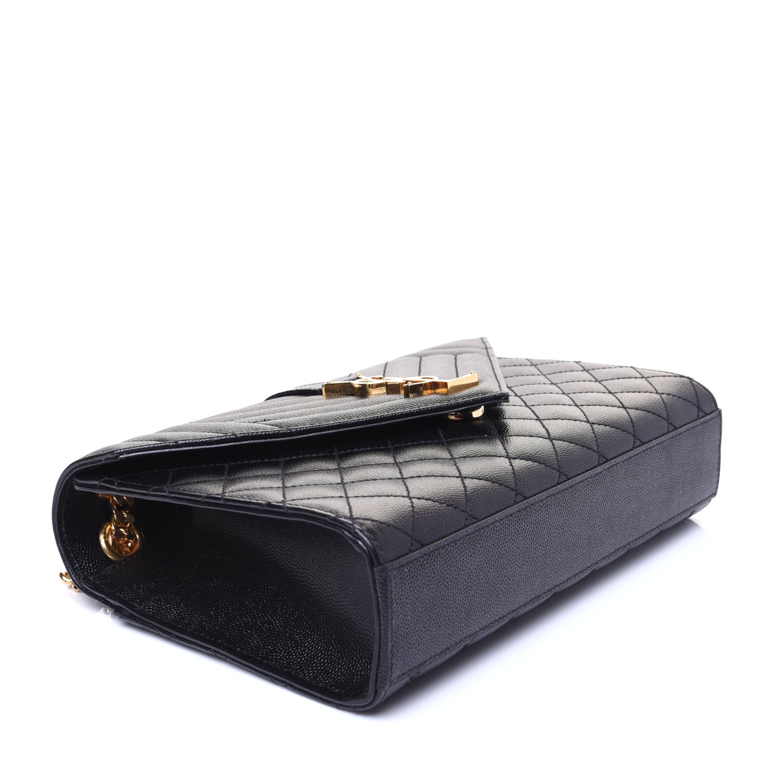 Saint Laurent Grain De Poudre Textured Mixed Matelasse Triquilt Medium Monogram Satchel Black 4 of 12