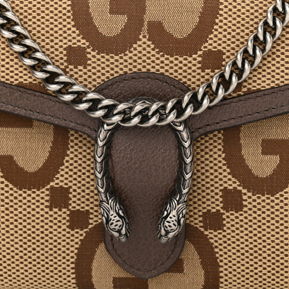 Gucci Monogram Jumbo GG Textured Dollar Calfskin Mini Dionysus Chain Wallet Camel Ebony New Acero 8 of 11