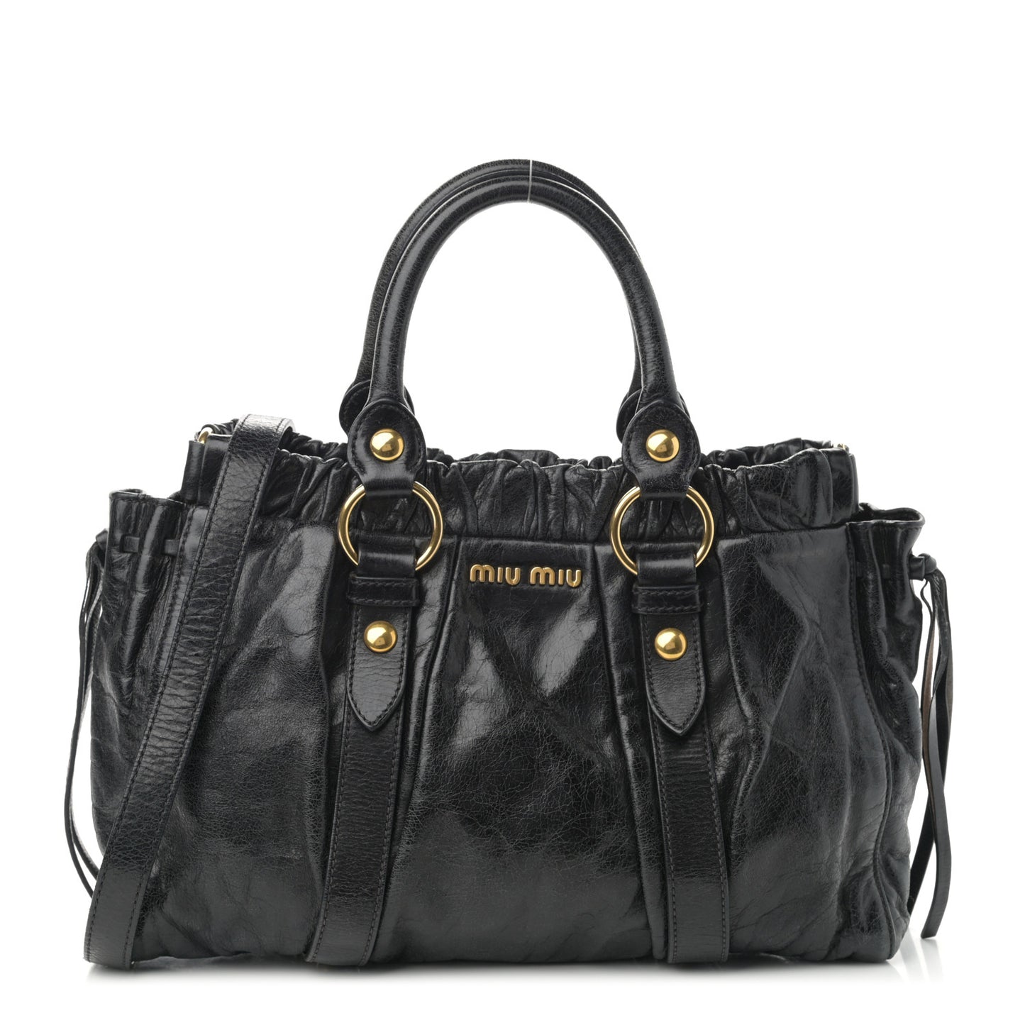 Vitello Lux Gathered Tote Black