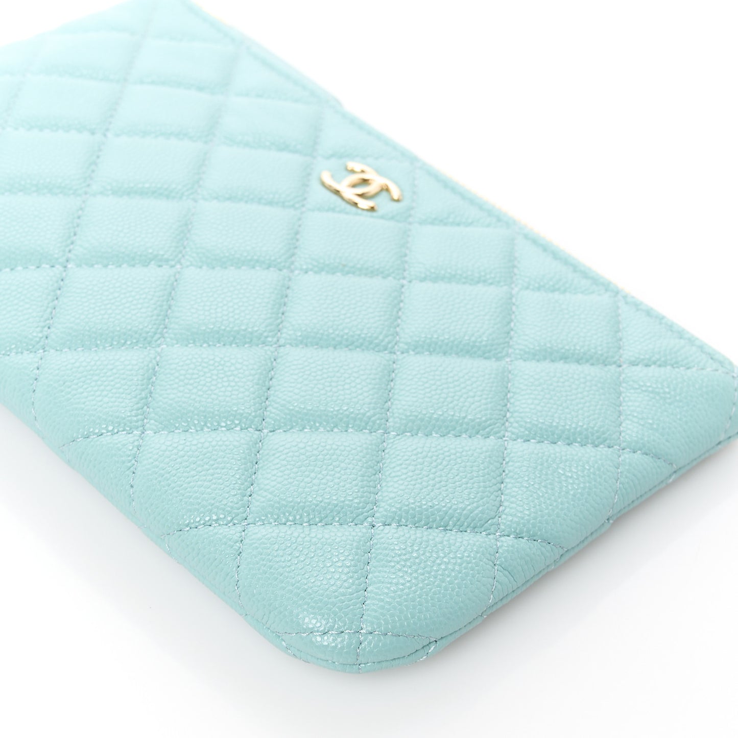 Caviar Quilted Cosmetic Case Light Blue