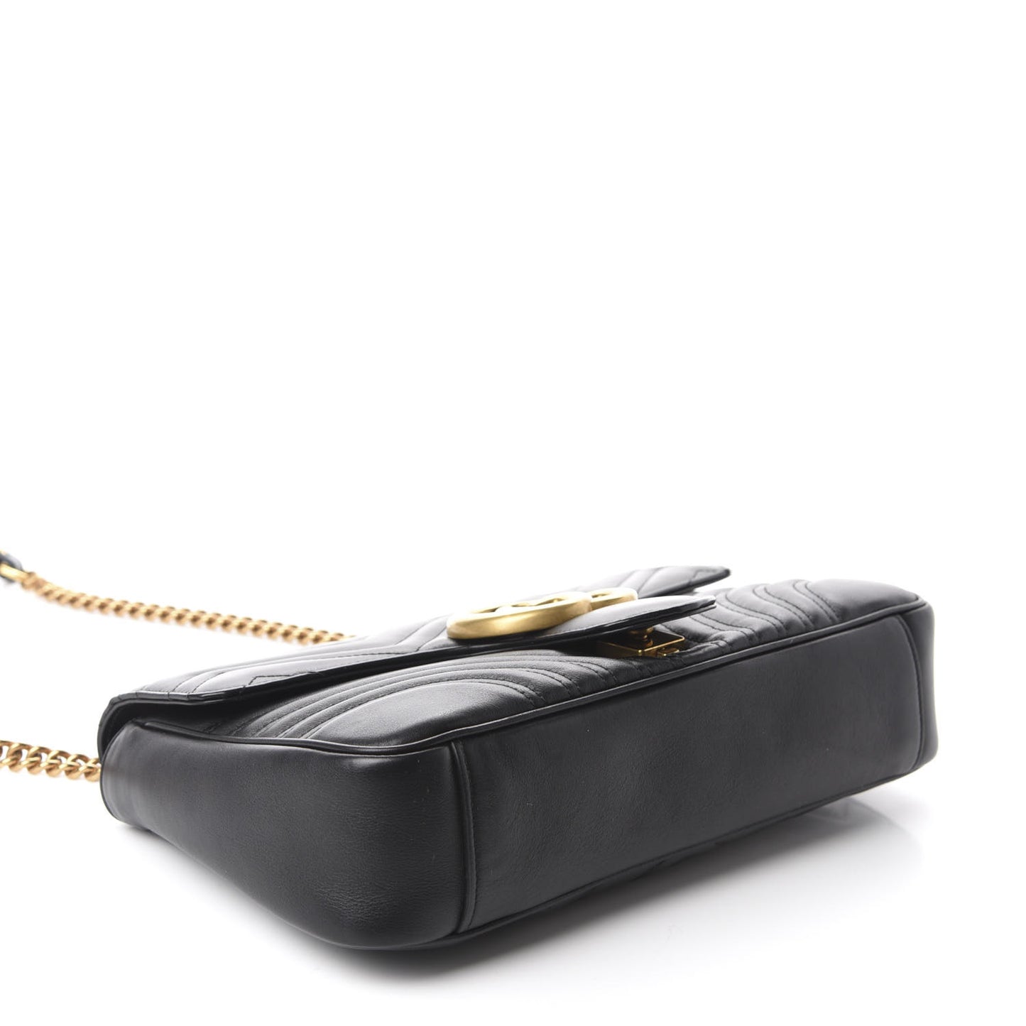 Calfskin Matelasse Medium GG Marmont Shoulder Bag Black