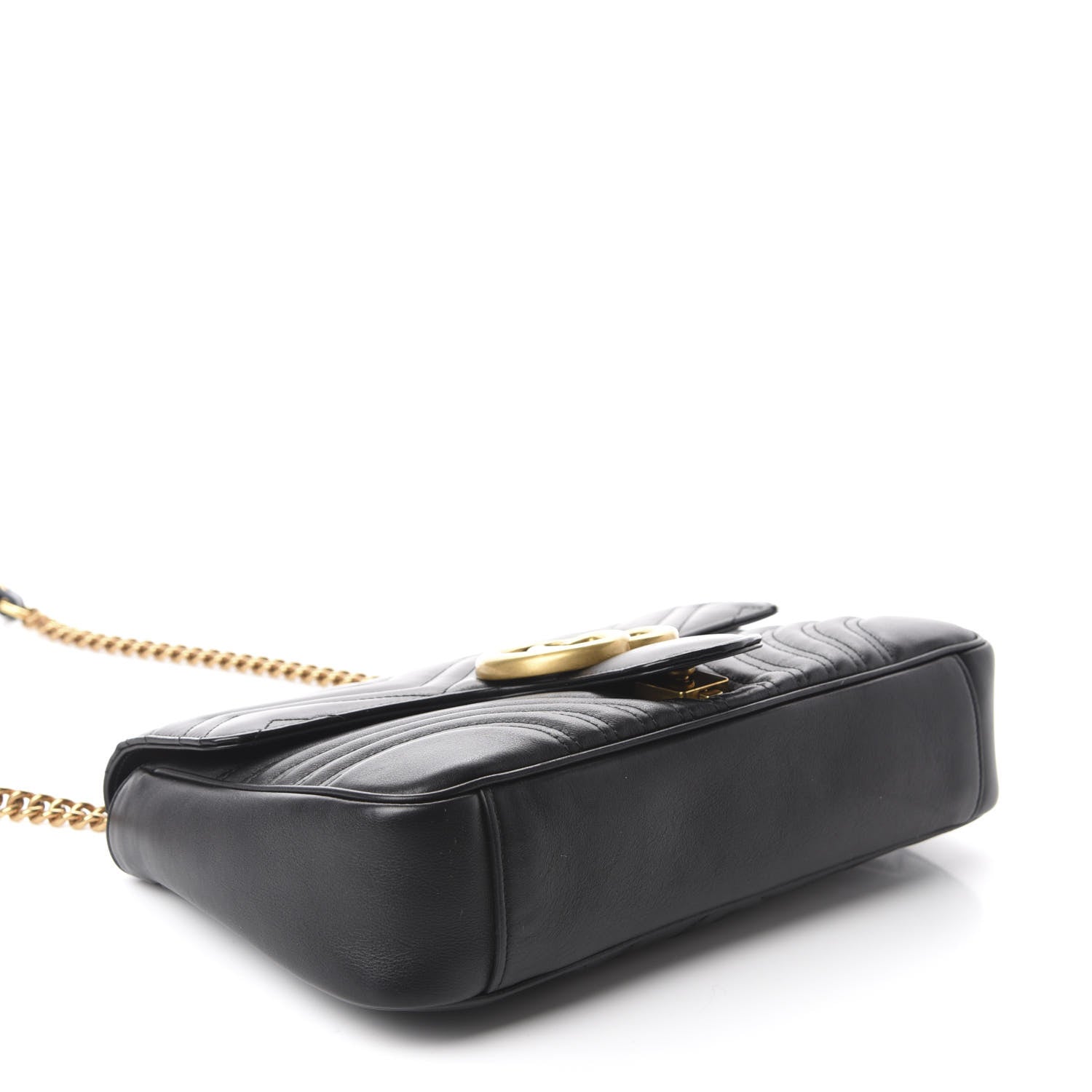 Gucci Calfskin Matelasse Medium GG Marmont Shoulder Bag Black 4 of 11