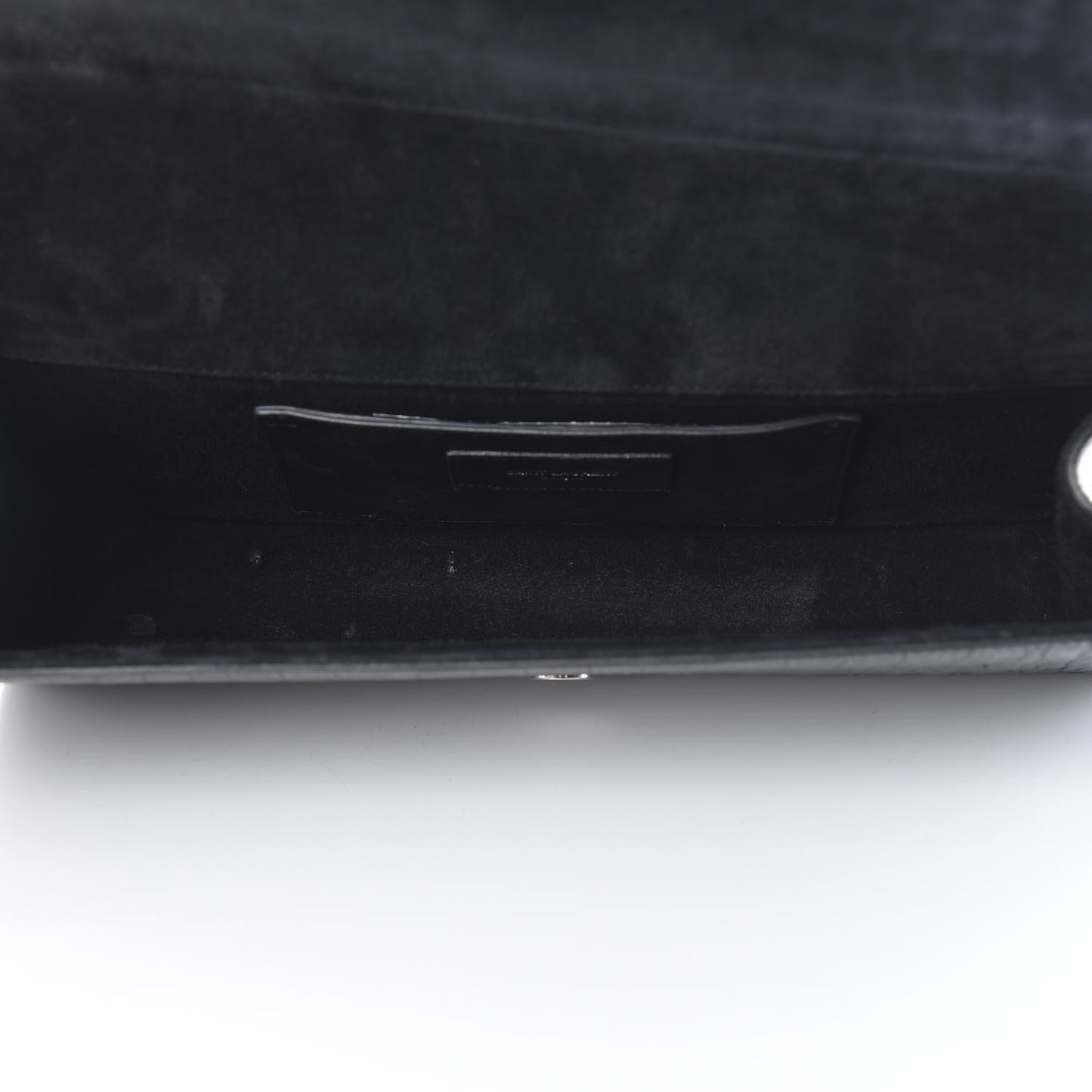 Calfskin Crocodile Embossed Classic Monogram Tassel Clutch Black