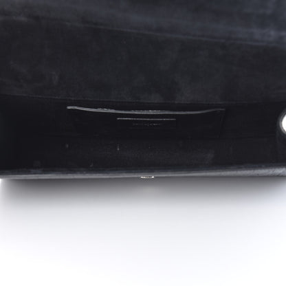 Saint Laurent Calfskin Crocodile Embossed Classic Monogram Tassel Clutch Black 5 of 11