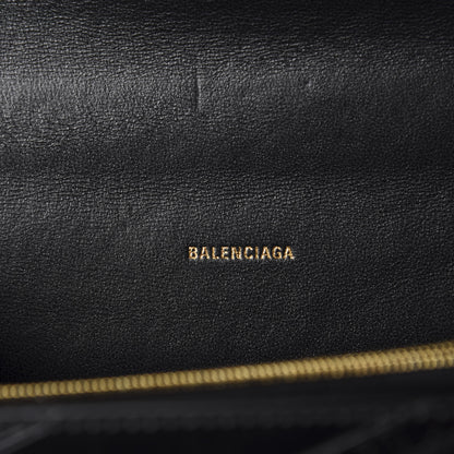 Balenciaga Calfskin Losange Monogram Embossed Medium Sharp Top Handle Bag Black 8 of 10