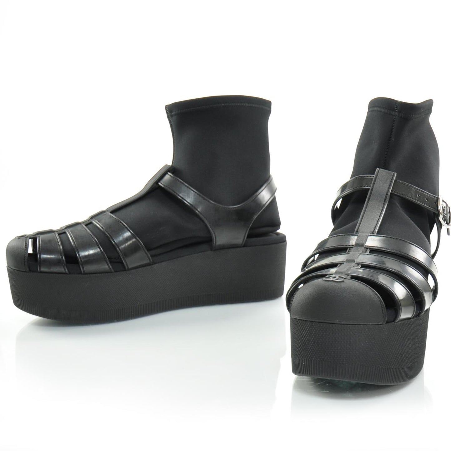 Rubber Platform Sandals 40 Black
