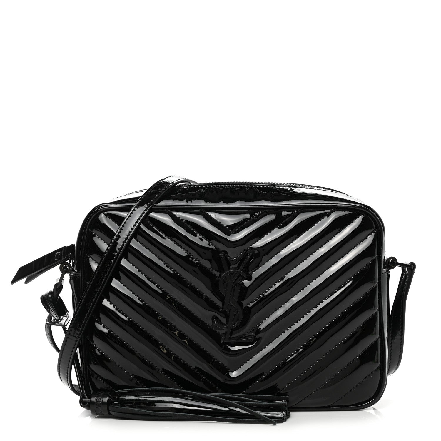 Saint Laurent Patent Calfskin Matelasse Monogram Lou Camera Bag Black 1 of 11
