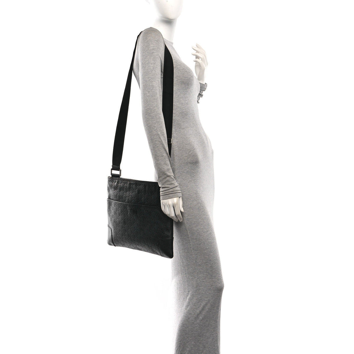 Guccissima Flat Messenger Bag Black