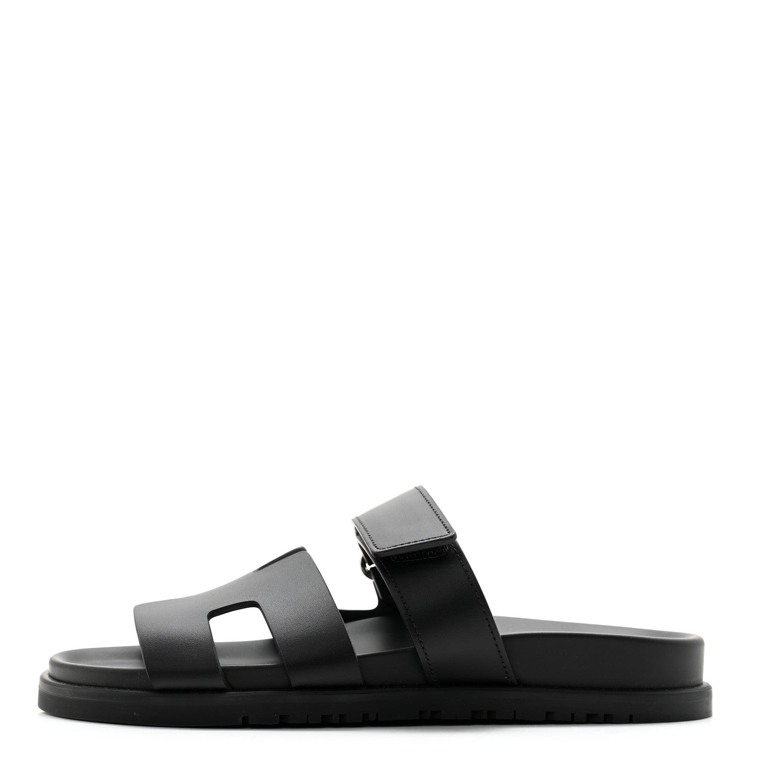 Hermes Calfskin Womens Chypre Sandals 36.5 Black 1 of 9