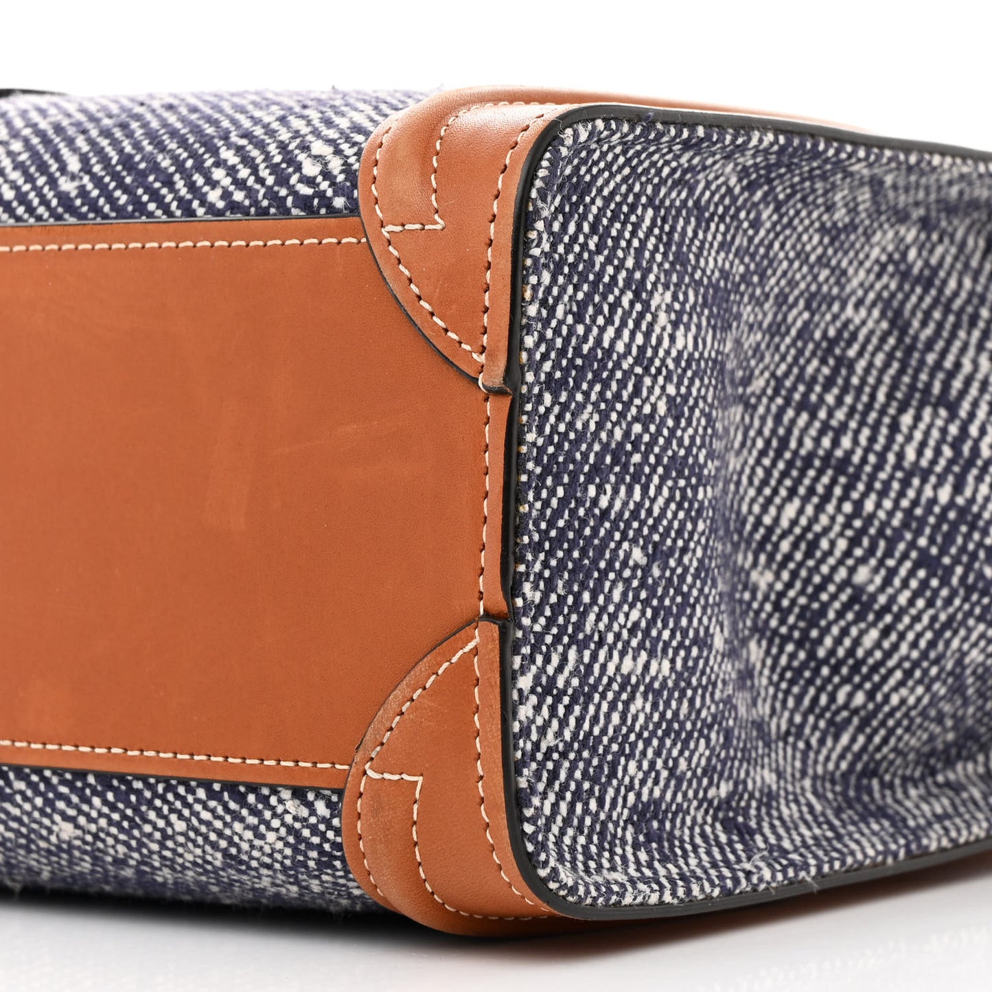 Smooth Calfskin Tweed Nano Luggage Navy Tan