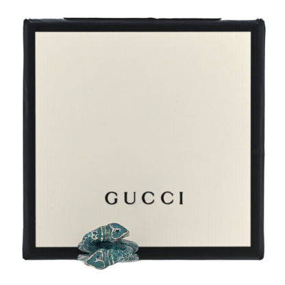 Gucci Sterling Silver Enamel Gucci Garden Double Snake Ring Blue 53 6.5 8 of 8