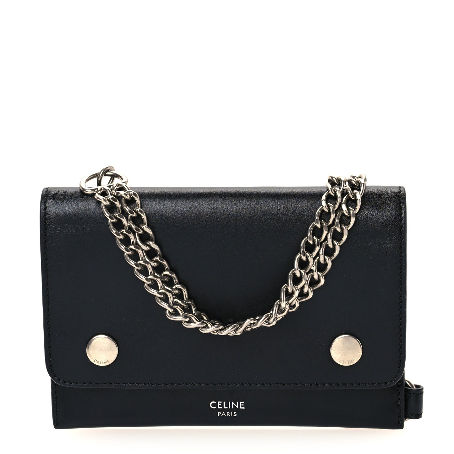 Smooth Calfskin Biker Wallet On Chain Black