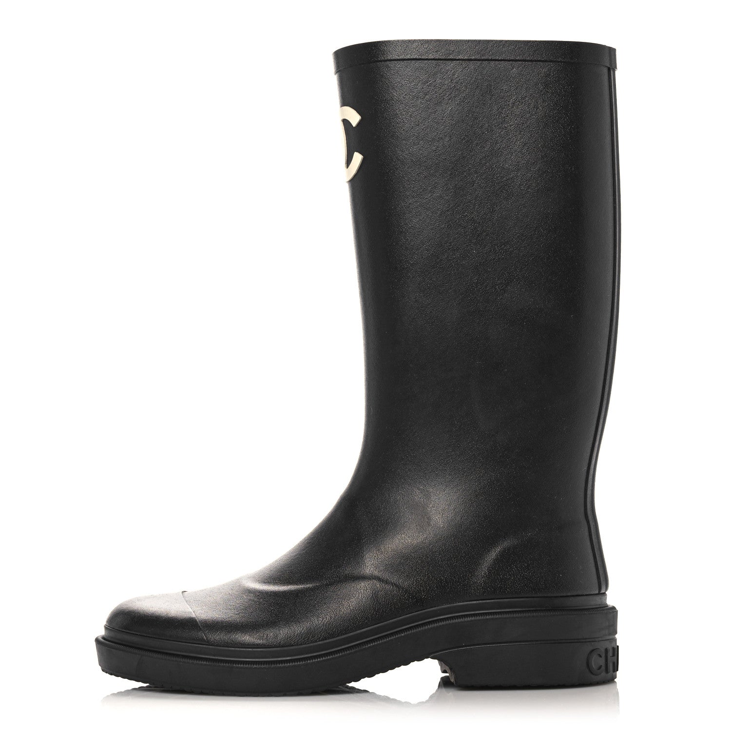 Chanel Caoutchouk CC High Boots 37 Black 1 of 8