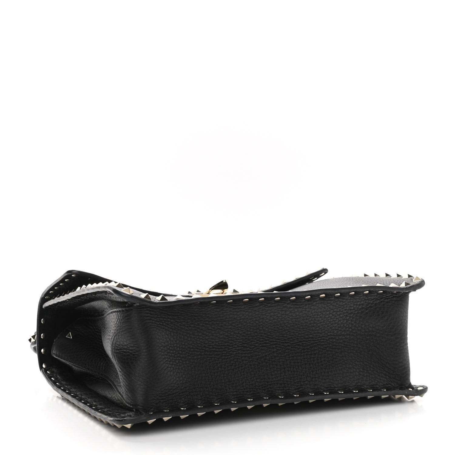 Valentino Garavani Grained Calfskin Rockstud Top Handle Flap Shoulder Bag Black 4 of 10