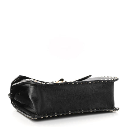 Valentino Garavani Grained Calfskin Rockstud Top Handle Flap Shoulder Bag Black 4 of 10
