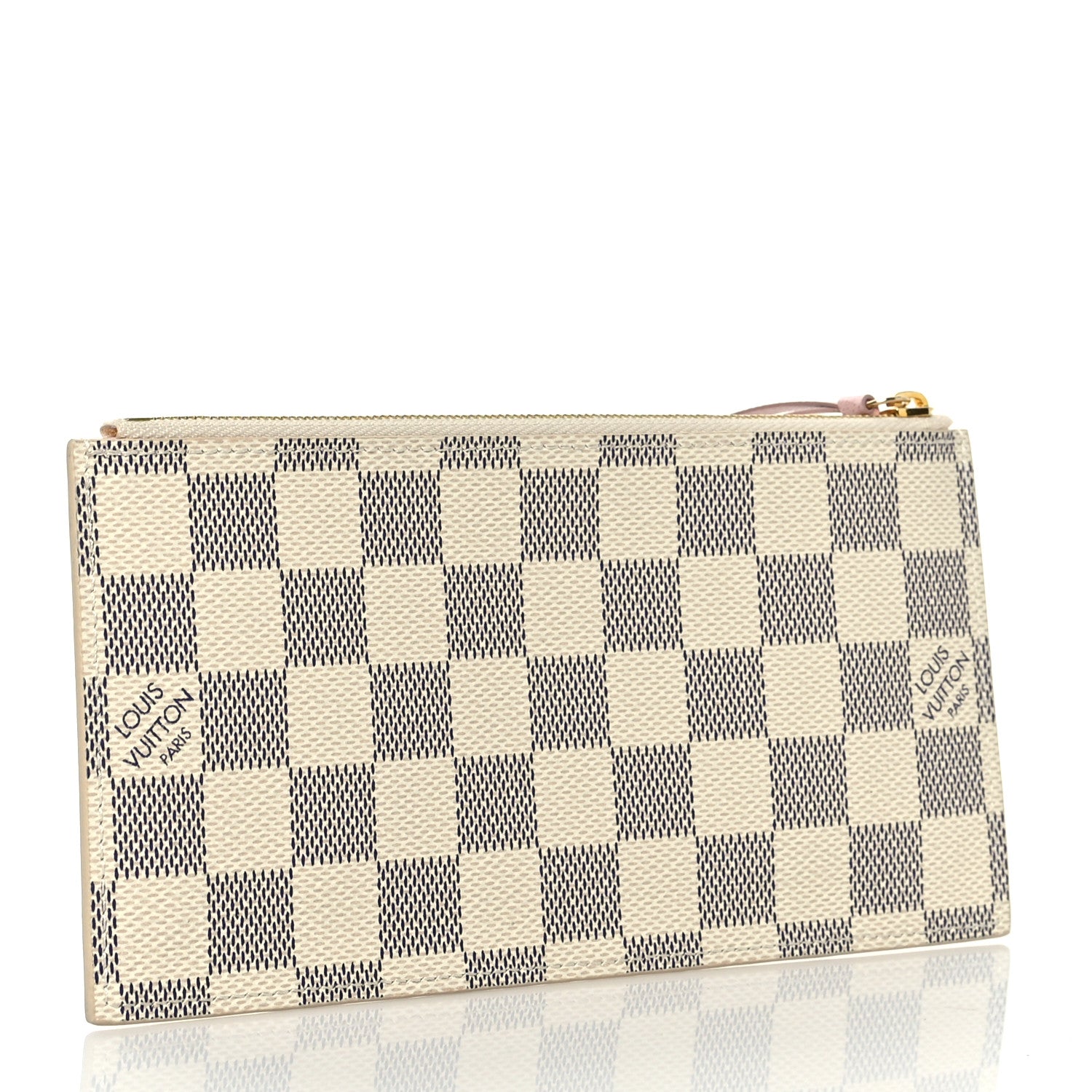 Louis Vuitton Damier Azur Felicie Chain Wallet Zippered Insert Rose Ballerine 3 of 7