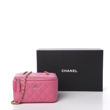 Chanel Caviar Quilted Small Vanity Case With Chain Pink 11 of 11