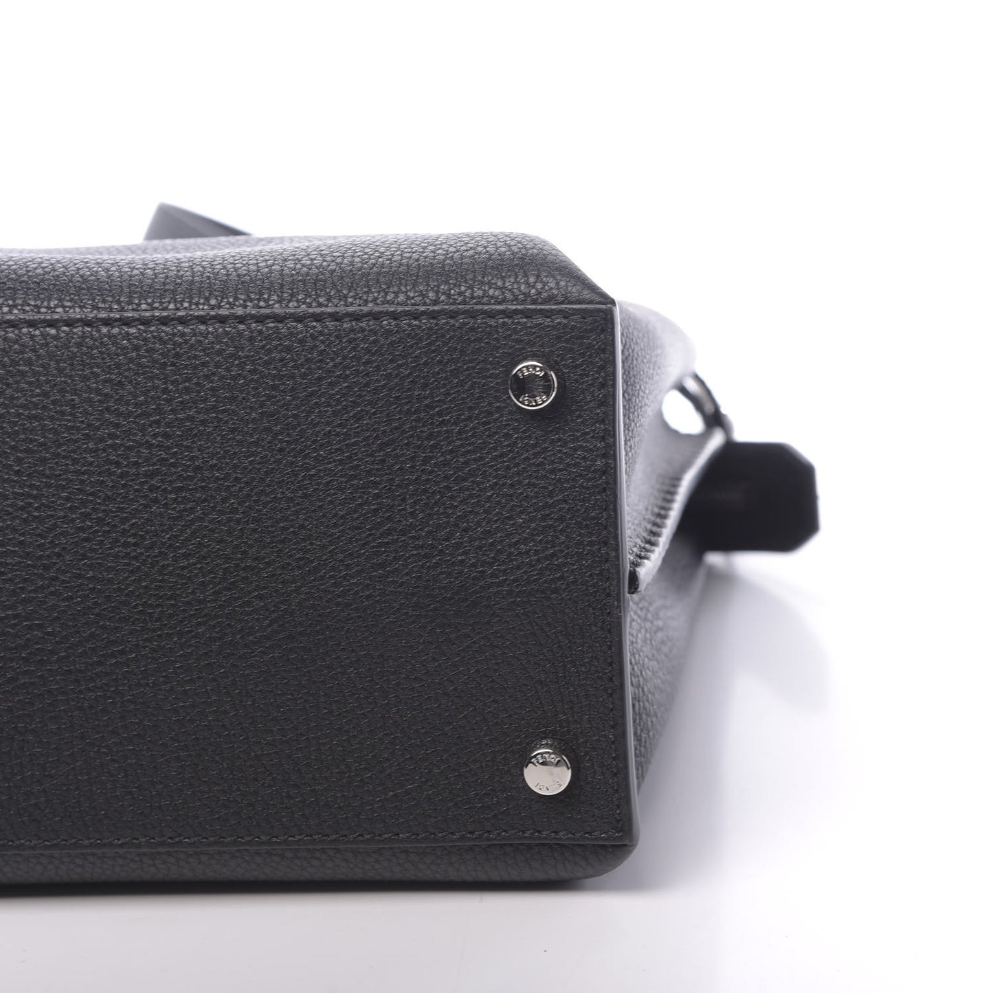 Cuoio Romano Selleria Vitello Grace Glazed Fabric FF 1974 Large Peekaboo Iconic Essential Satchel Black