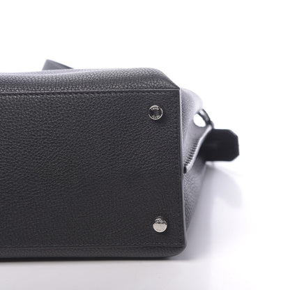Fendi Cuoio Romano Selleria Vitello Grace Glazed Fabric FF 1974 Large Peekaboo Iconic Essential Satchel Black 10 of 11