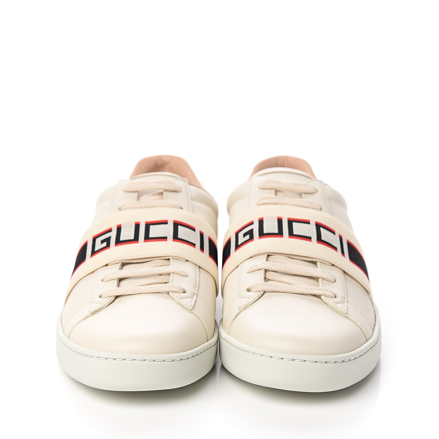 Gucci Calfskin Stripe Womens New Ace Sneakers 39.5 New Mystic White Ecru Red Flame 2 of 9