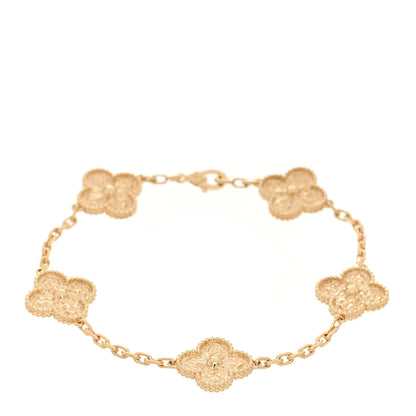 Van Cleef & Arpels 18K Yellow Gold 5 Motifs Vintage Alhambra Bracelet 1 of 5
