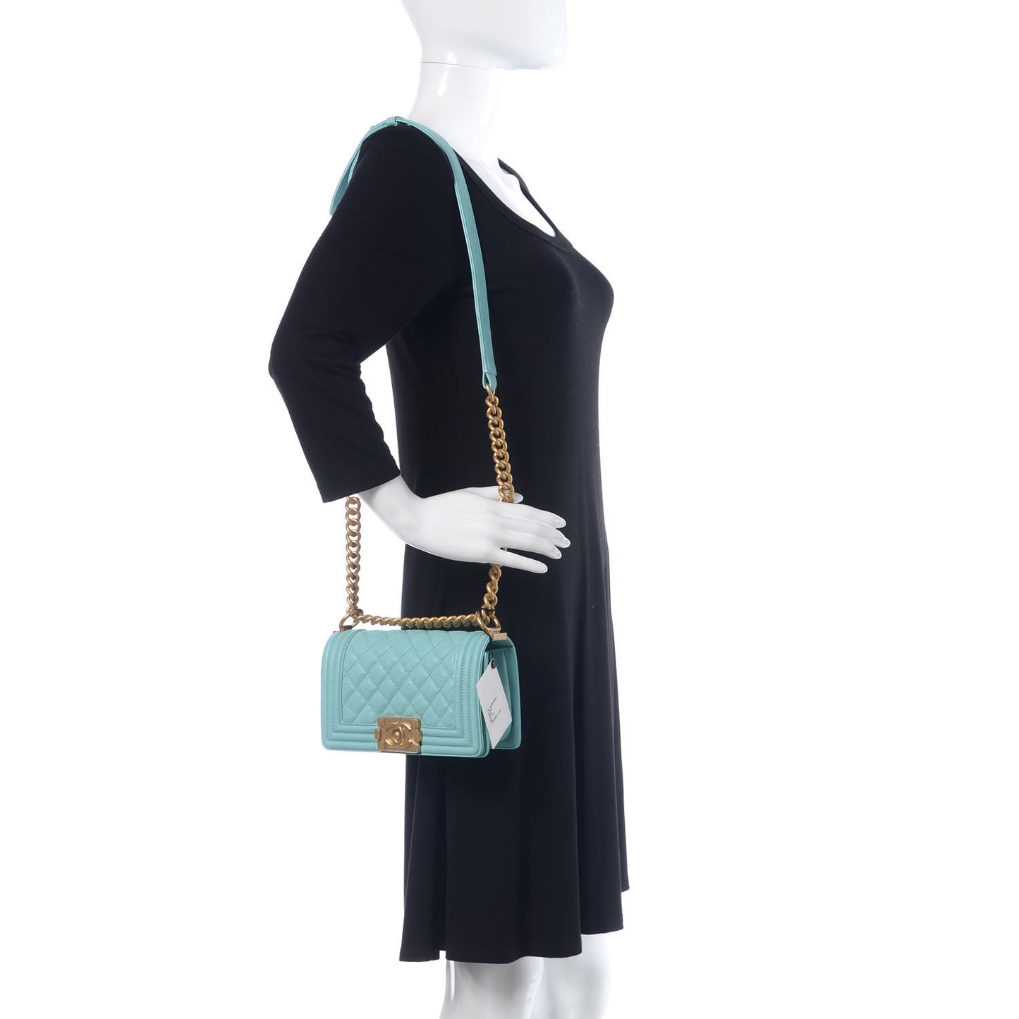 Caviar Quilted Small Boy Flap Light Blue