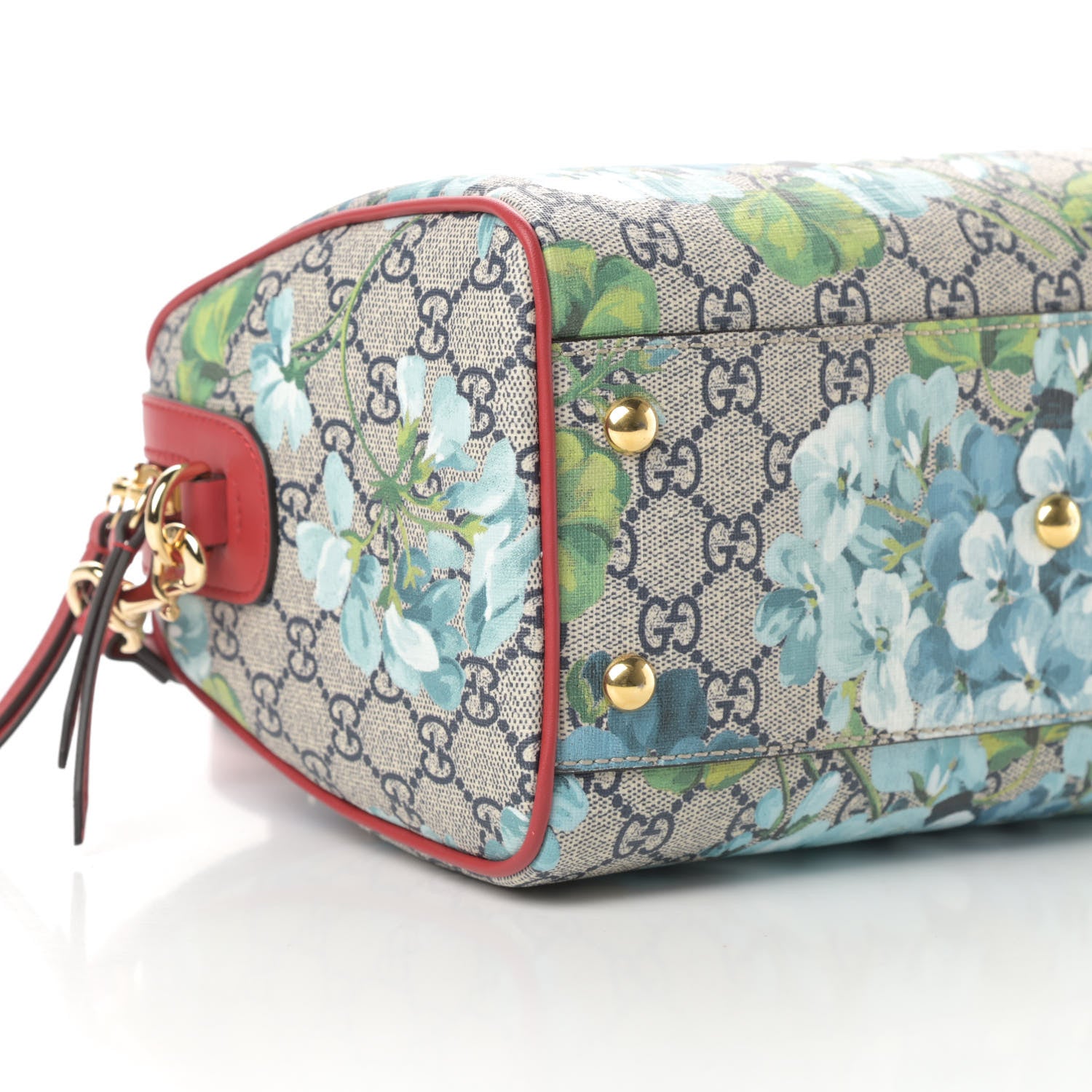 Gucci GG Supreme Monogram Blooms Small Boston Beige Blue Navy Hibiscus Red 9 of 10