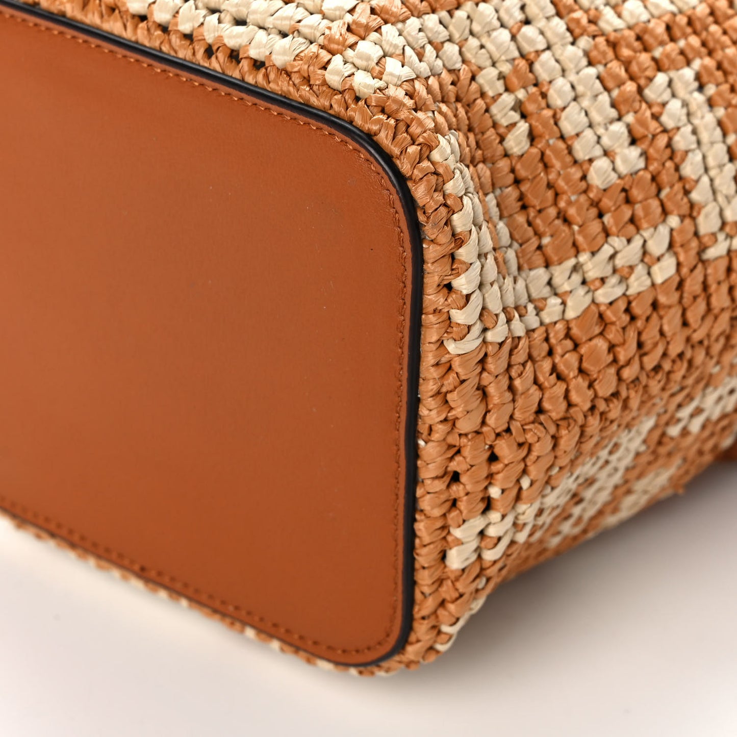Raffia Vitello Seta F is Fendi FF Woven Mini Mon Tresor Bucket Bag Brick Natural