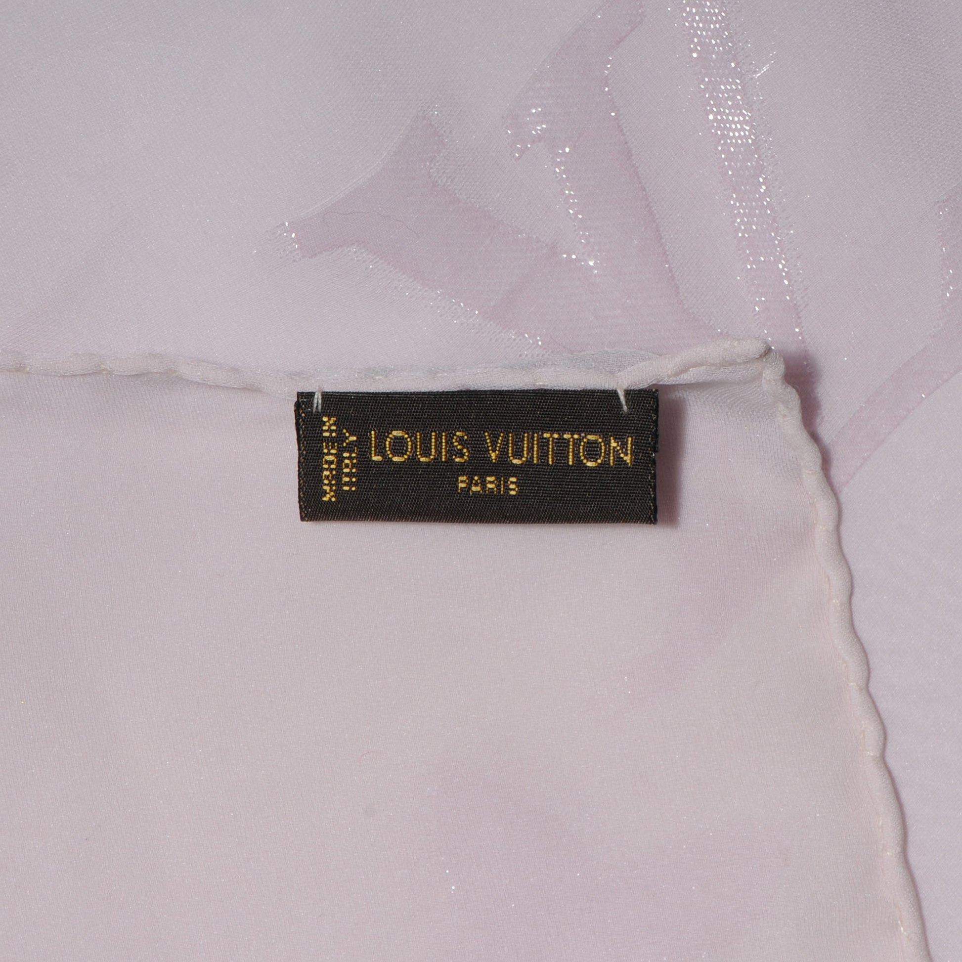Louis Vuitton Silk Polyamide Glitter Monogram Stole Pale Pink 4 of 5