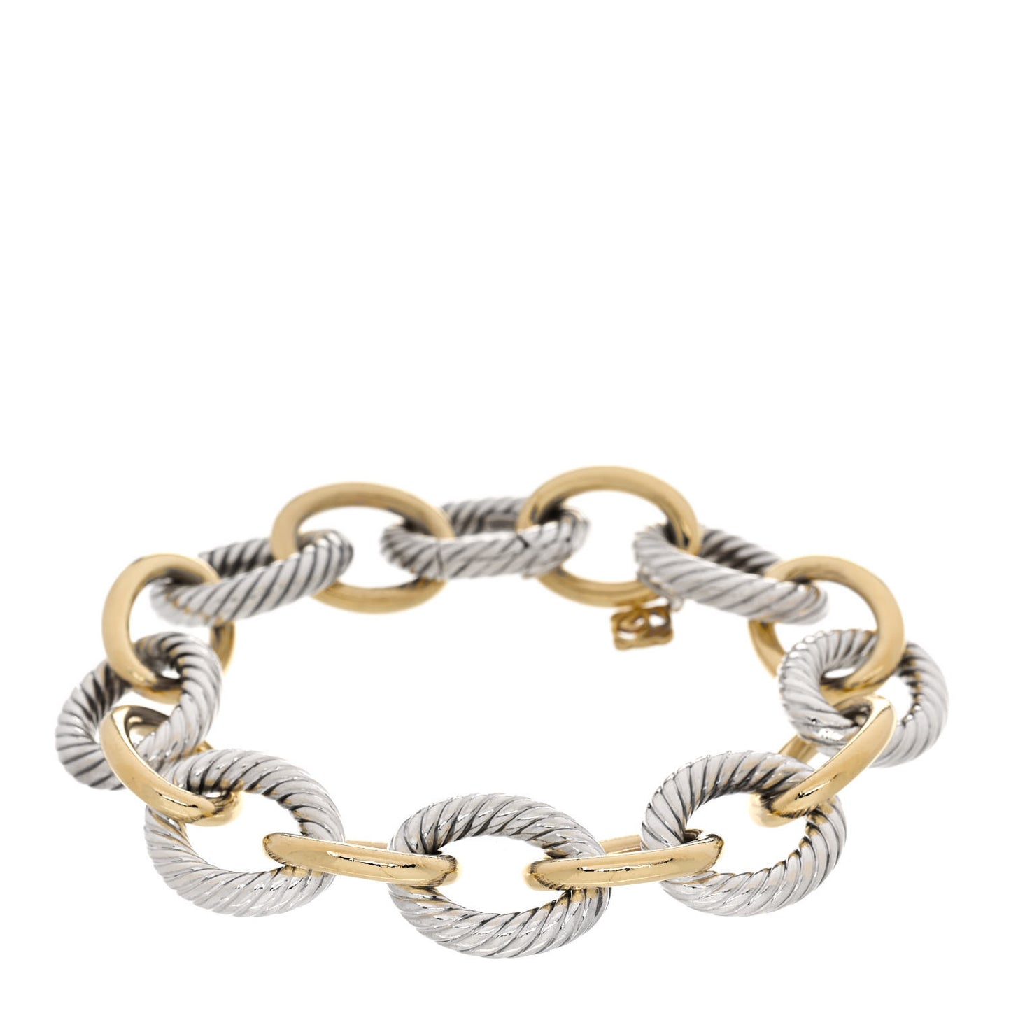 Sterling Silver 18K Yellow Gold 18mm Extra Large Oval Link Bracelet