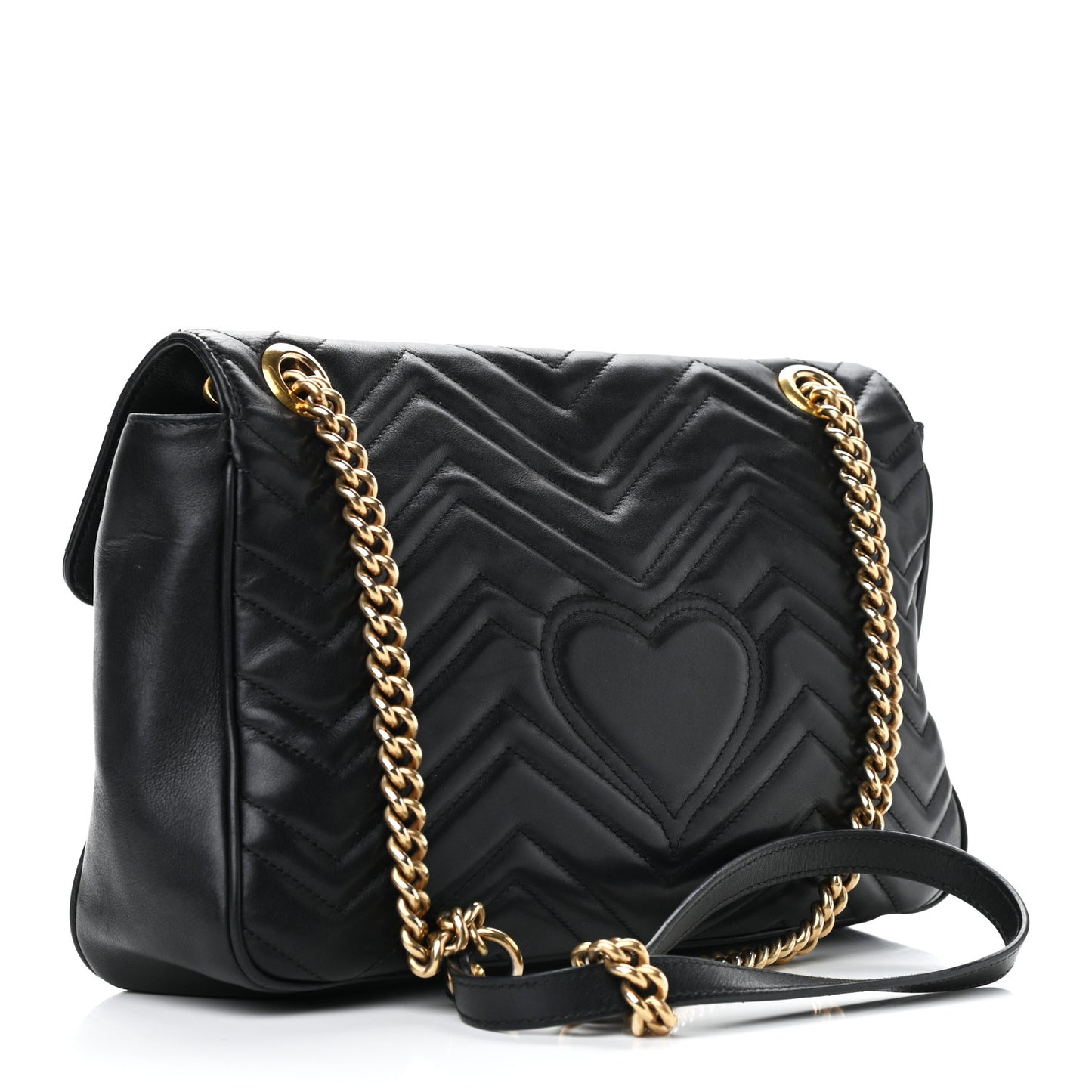 Calfskin Matelasse Medium GG Marmont Shoulder Bag Black