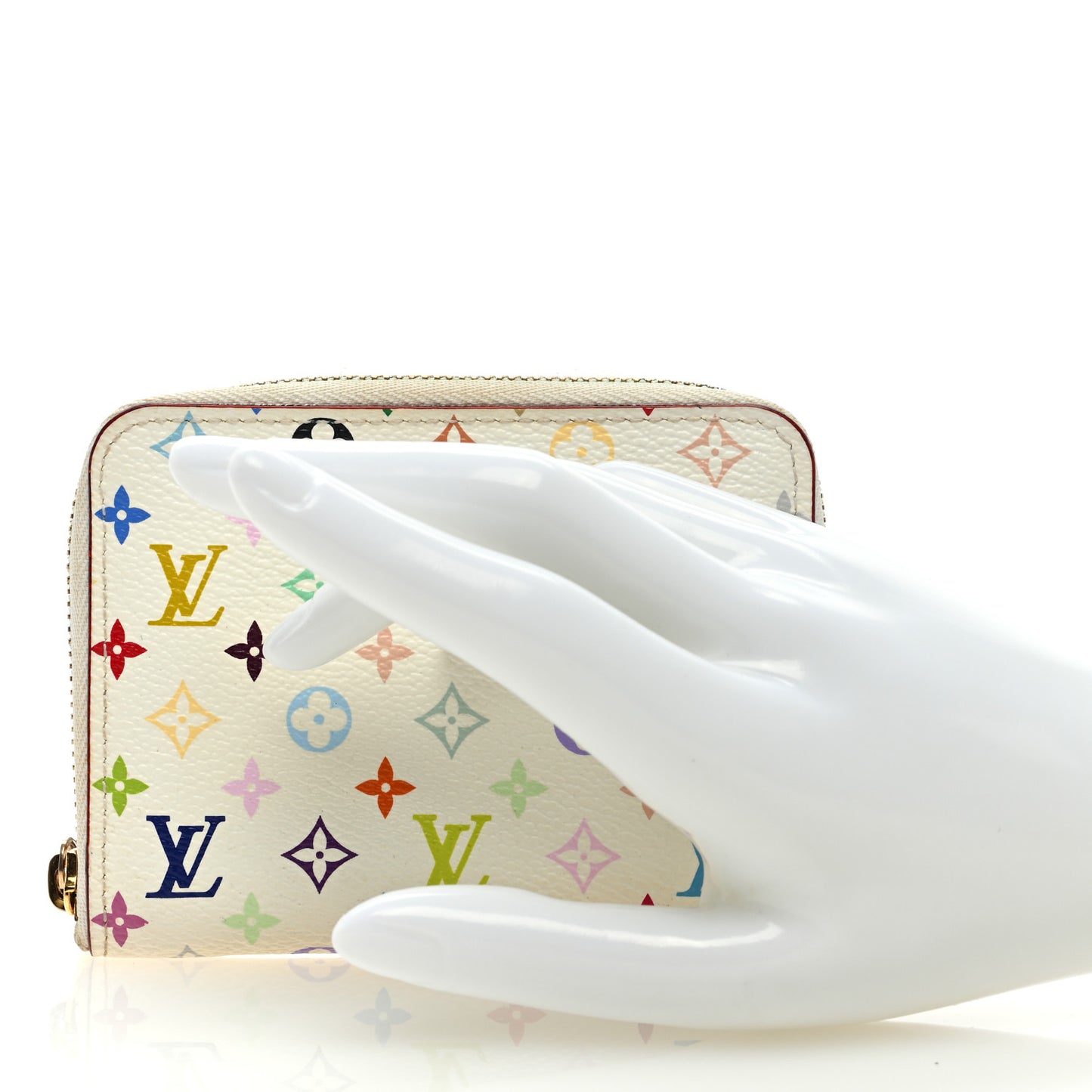 Monogram Multicolor Zippy Coin Purse Wallet White Litchi