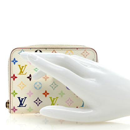 Louis Vuitton Monogram Multicolor Zippy Coin Purse Wallet White Litchi 2 of 7