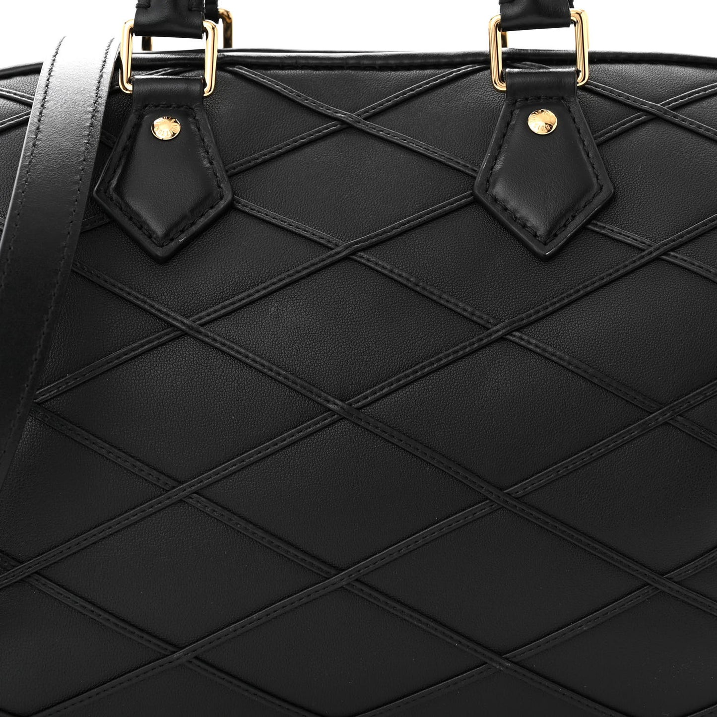 LOUIS VUITTON Lambskin Malletage Speedy Bandouliere 25 Black