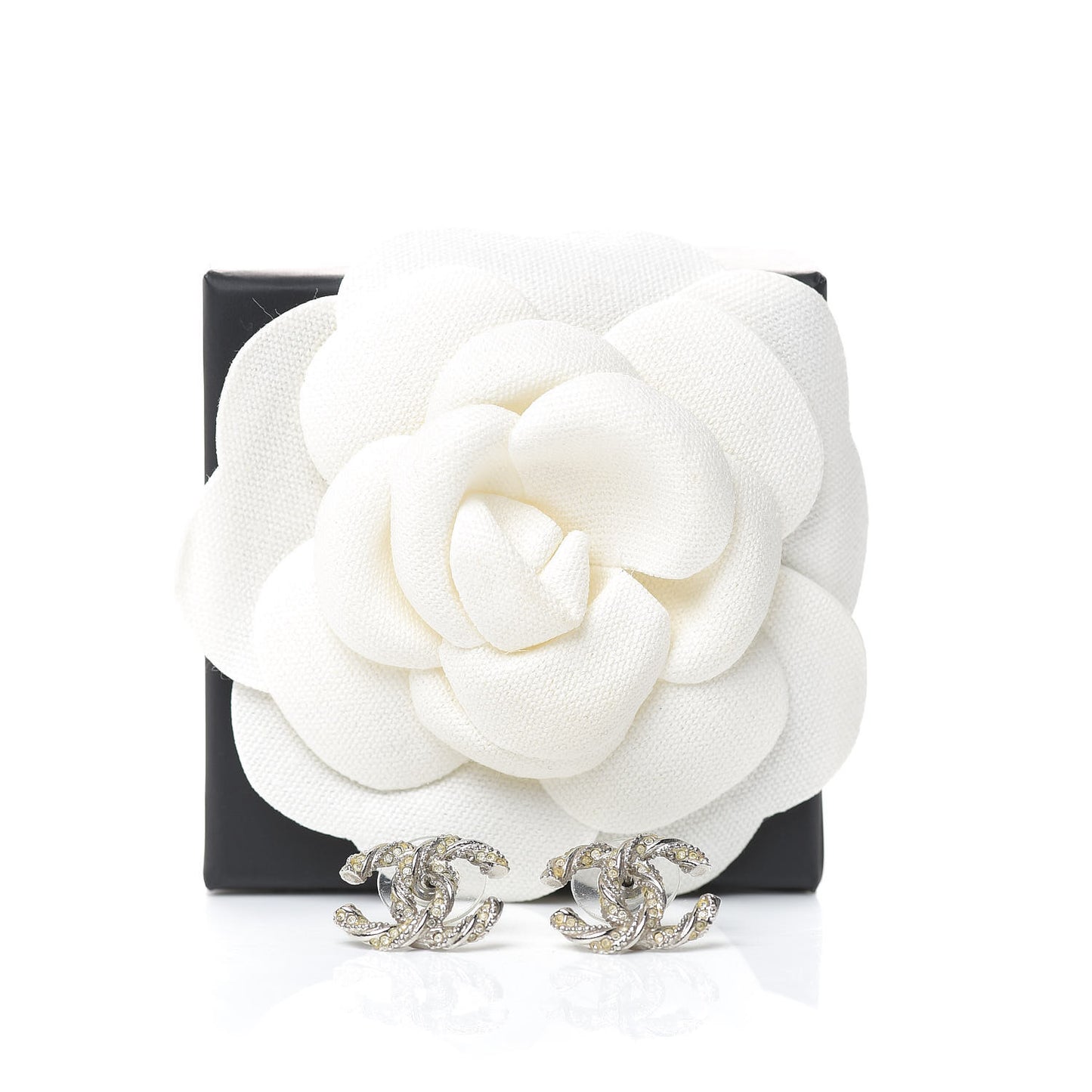Crystal CC Twisted Earrings Silver