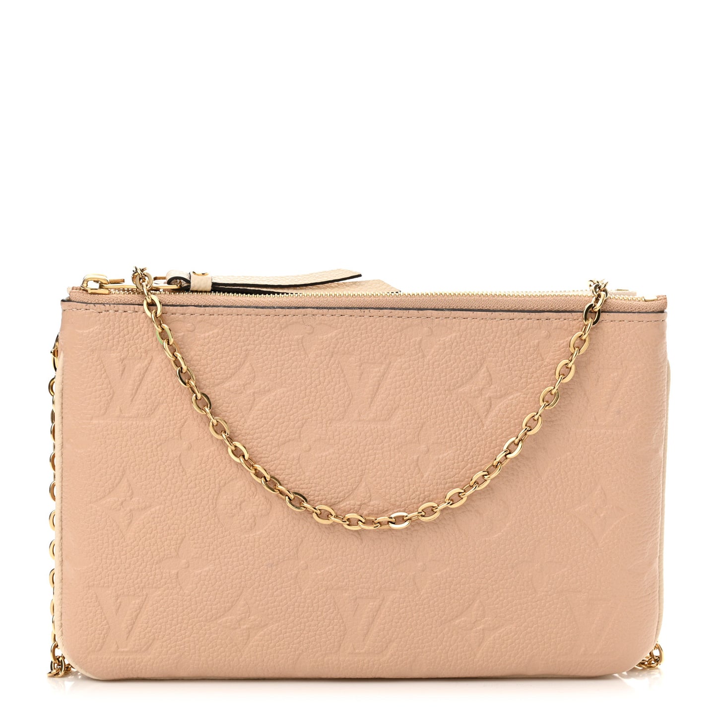 Empreinte Double Zip Pochette Beige Rose Creme