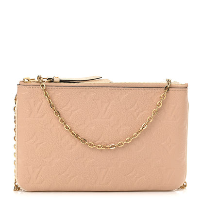 Louis Vuitton Empreinte Double Zip Pochette Beige Rose Creme 1 of 10