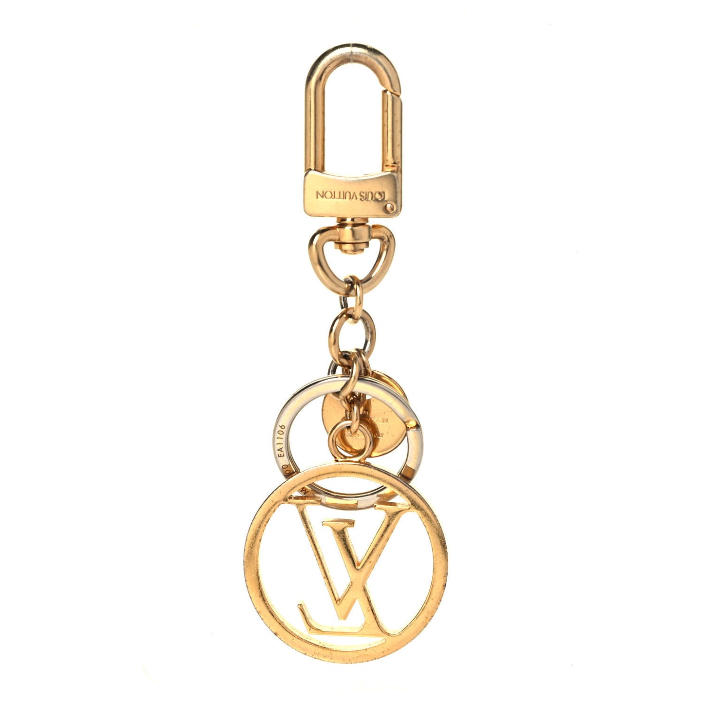Metal LV Circle Bag Charm Key Holder Gold
