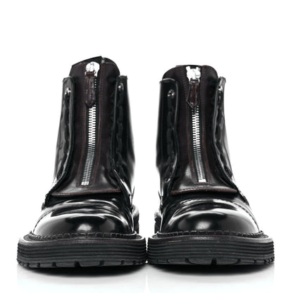 Fendi Glazed Calfskin Mens Biker Boots 8 Brown Black 2 of 7