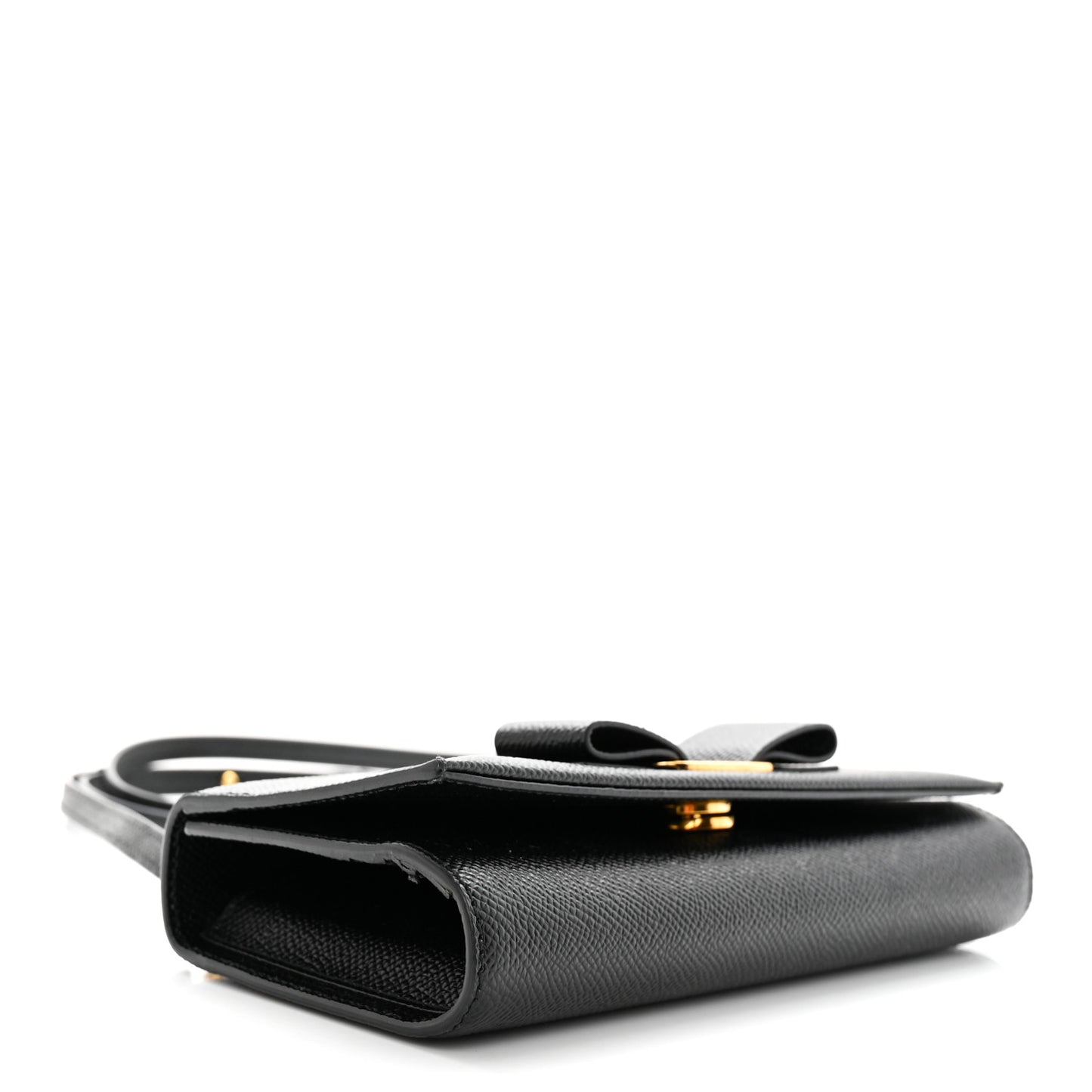 Hammered Calfskin Mini Vera Bow Handle Bag Black