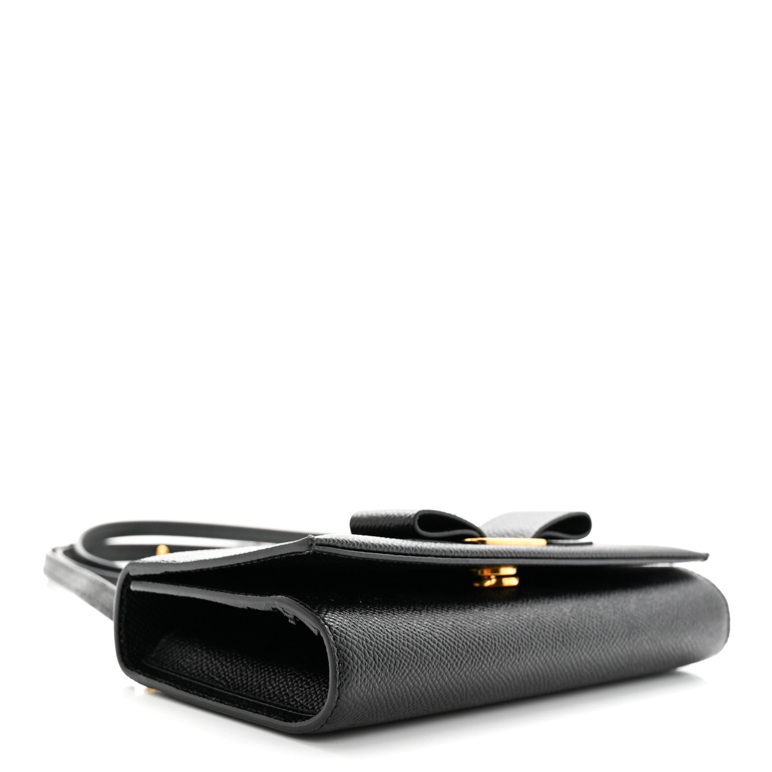 Salvatore Ferragamo Hammered Calfskin Mini Vera Bow Handle Bag Black 4 of 11