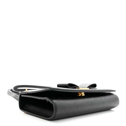 Salvatore Ferragamo Hammered Calfskin Mini Vera Bow Handle Bag Black 4 of 11
